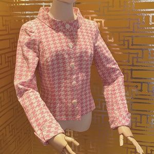 J. McLaughlin Pink Herringbone Cotton Jacket